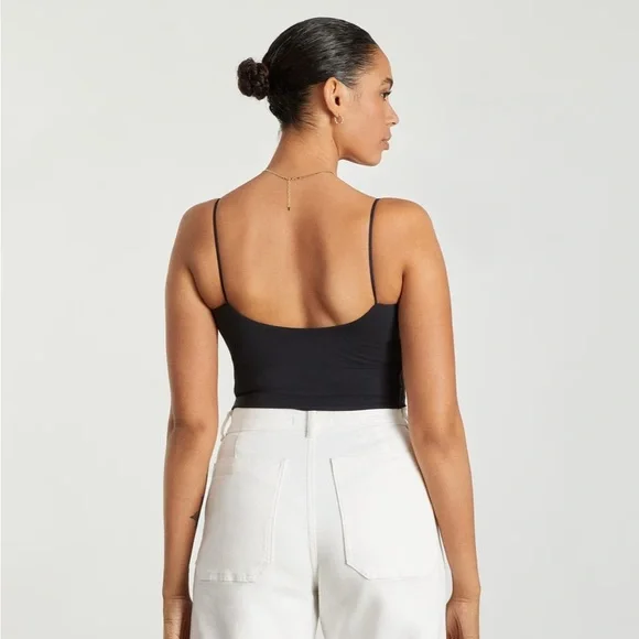 New Everlane The Cropped Square Neck Cami in Black Size XS - Picture 2 of 9